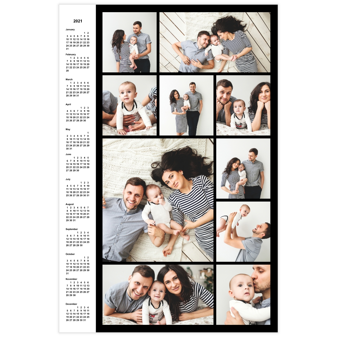 Collage Poster Calendar, 12x18, Glossy Poster Paper 2021 Custom Color
