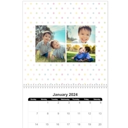 12x12, 12 Month Photo Calendar with Baby Dots design