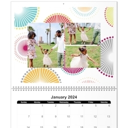 11x14, 12 Month Deluxe Photo Calendar with Bright Geo design