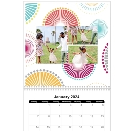 12x12, 12 Month Photo Calendar with Bright Geo design