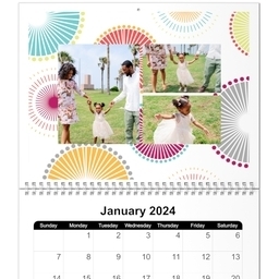 8x11, 12 Month Photo Calendar with Bright Geo design