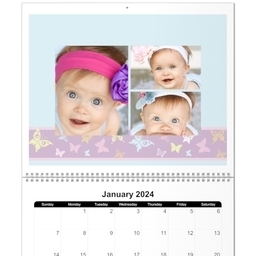 11x14, 12 Month Deluxe Photo Calendar with Butterfly design