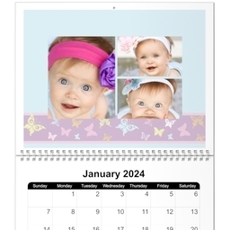8x11, 12 Month Photo Calendar with Butterfly design