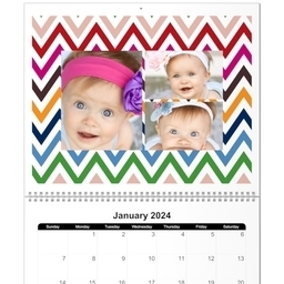 11x14, 12 Month Deluxe Photo Calendar with Colorful Chevron design