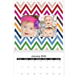12x12, 12 Month Photo Calendar with Colorful Chevron design