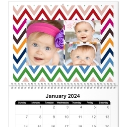 Same Day 8x11, 12 Month Photo Calendar with Colorful Chevron design