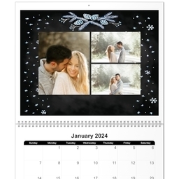 11x14, 12 Month Deluxe Photo Calendar with Floral Chalkboard design