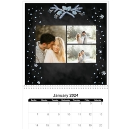 12x12, 12 Month Photo Calendar with Floral Chalkboard design
