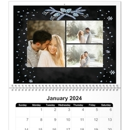 Same Day 8x11, 12 Month Photo Calendar with Floral Chalkboard design