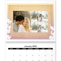 11x14, 12 Month Deluxe Photo Calendar with Floral Serenity design