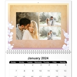 8x11, 12 Month Photo Calendar with Floral Serenity design