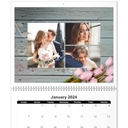 11x14, 12 Month Deluxe Photo Calendar with Flowers design