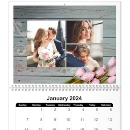 Same Day 8x11, 12 Month Photo Calendar with Flowers design