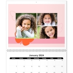 11x14, 12 Month Deluxe Photo Calendar with Flutter design