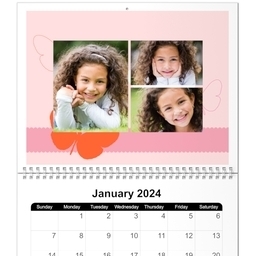 Same Day 8x11, 12 Month Photo Calendar with Flutter design
