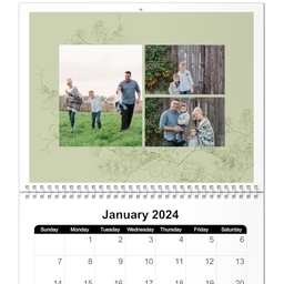 Same Day 8x11, 12 Month Photo Calendar with Garden Birds design