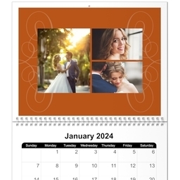 Same Day 8x11, 12 Month Photo Calendar with Swirl design