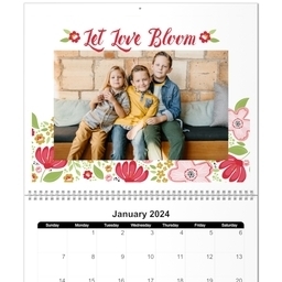 11x14, 12 Month Deluxe Photo Calendar with Botanical Blossoms design
