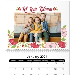 Same Day 8x11, 12 Month Photo Calendar with Botanical Blossoms design