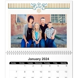 Same Day 8x11, 12 Month Photo Calendar with Elegant Seasonal Traditions design