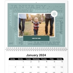 Same Day 8x11, 12 Month Photo Calendar with Monthly Words design