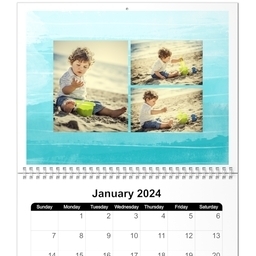 Same Day 8x11, 12 Month Photo Calendar with Watercolor design