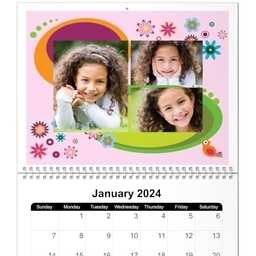 Same Day 8x11, 12 Month Photo Calendar with Whimsy design