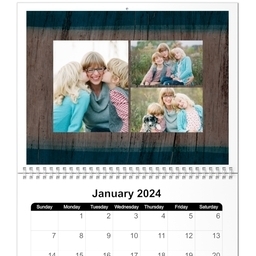 Same Day 8x11, 12 Month Photo Calendar with Wood design