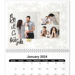 Same Day 8x11, 12 Month Photo Calendar with Year At A Glance design