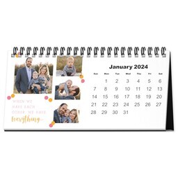 Same Day 8"x4" Desk Calendar (Flexible Start Date) with Family Love design