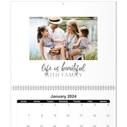 11x14, 12 Month Deluxe Photo Calendar with Life is Beautiful design