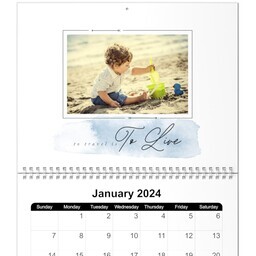 8x11, 12 Month Photo Calendar with Watercolor Wonders design