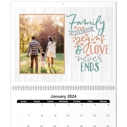 11x14, 12 Month Deluxe Photo Calendar with Forever Family design