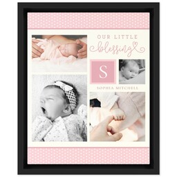 8x10 Photo Canvas With Floating Frame with Cottage Dots Pink design