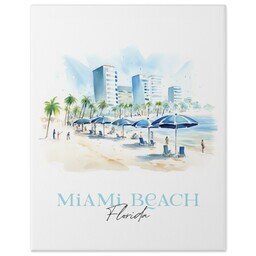 11x14 Gallery Wrap Photo Canvas with Watercolor Miami Beach design
