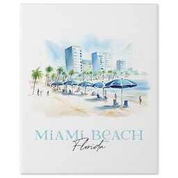 8x10 Gallery Wrap Photo Canvas with Watercolor Miami Beach design