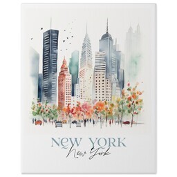 11x14 Gallery Wrap Photo Canvas with Watercolor New York design