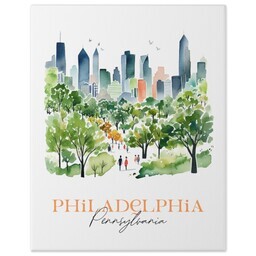 11x14 Gallery Wrap Photo Canvas with Watercolor Philadelphia design