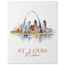 11x14 Gallery Wrap Photo Canvas with Watercolor St Louis design