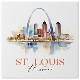 8x8 Gallery Wrap Photo Canvas with Watercolor St Louis design