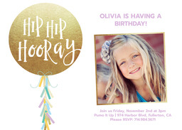 5x7 Greeting Card, Glossy, Blank Envelope with Hooray Birthday design