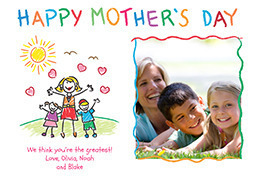 5x7 Cardstock, Blank Envelope with Childlike Drawing - Mom design