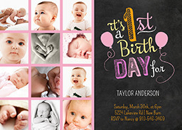 5x7 Greeting Card, Glossy, Blank Envelope with First Birthday Girl design