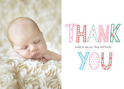 5x7 Greeting Card, Glossy, Blank Envelope with Birdie Baby Thank You design