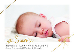 Same Day 5x7 Greeting Card, Matte, Blank Envelope with Welcome Darling Girl Announcement design