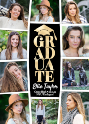 5x7 Foil Stamped Stationery Card, Blank Envelope with Graduate Cap Photo Collage Foil design