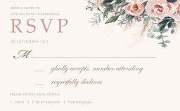 3x5 Cardstock - Rounded with Boho Bouquet RSVP design