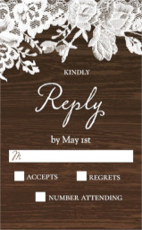 3x5 Cardstock - Rounded with Rustic Lace Border RSVP design