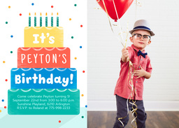Same Day 5x7 Greeting Card, Matte, Blank Envelope with Confetti Birthday Cake with Photo design