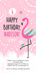 4x8 Greeting Card, Matte, Blank Envelope with Flamingo Flourish Birthday Party design
